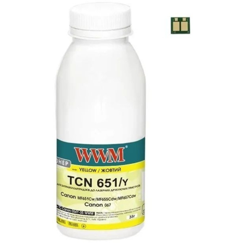 Тонер WWM Canon MF651Cw/MF655Cdw/MF657Cdw Canon 067 35г Yellow chip (TC-Can067Y-35-WWM)