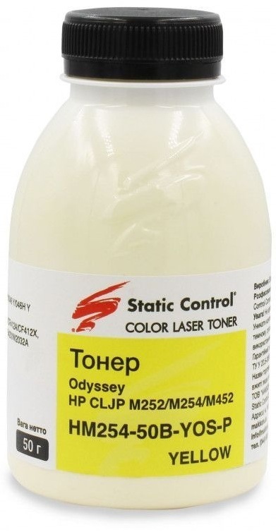 Тонер Static Control HP CLJP M252/M254/M452 50г yellow (HM254-50B-YOS-P) фото1
