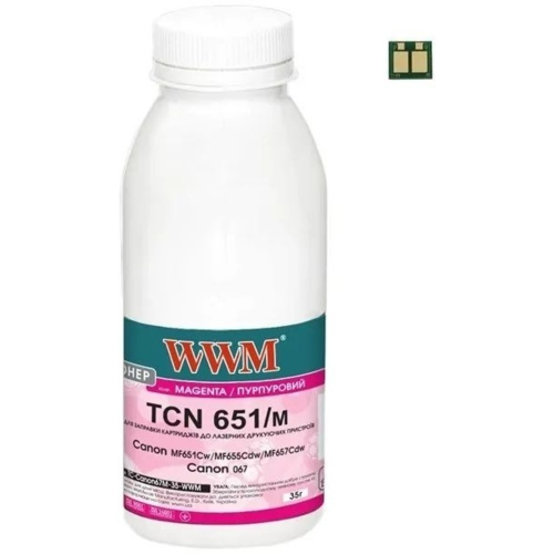 Тонер WWM Canon MF651Cw/MF655Cdw/MF657Cdw Canon 067 35г Magenta chip (TC-Can067M-35-WWM)