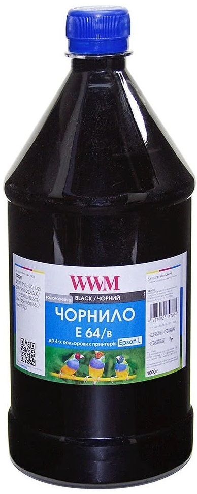 Чорнило WWM EPSON L110/L210/L355 Black Pigment 1000г (E64/B-4) фото1