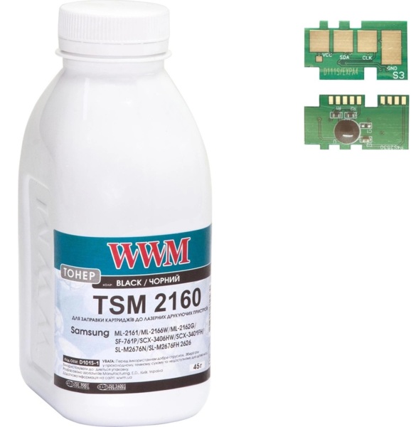 Тонер WWM Samsung SL-M2020/2070/D111S 45г +chip2K Black (TCD111)
