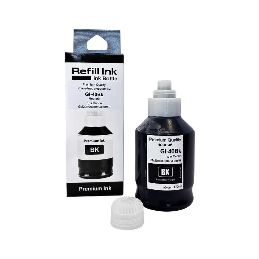 Чорнило Premium Quality Canon GI-40BK 170ml, black, pigmented (70264915) фото1