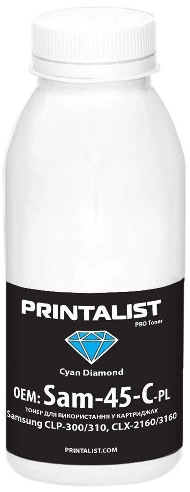 Тонер Printalist SamsungCLP-300/310,CLX-2160/3160 45г Cyan (Sam-45-C-PL) фото1