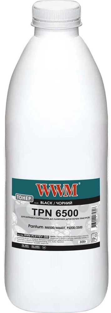 Тонер WWM Pantum M6500/M6607 P2200/2500 300г Black (WWM-PC211EV-300) фото1