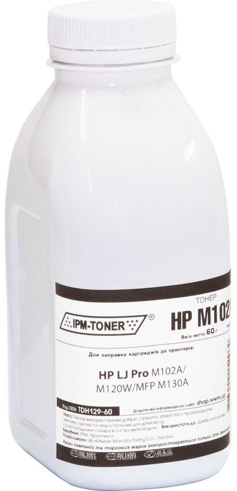 Тонер IPM HP LJ Pro M102A/102W/130A, 60г Black (TDH129-60) фото1