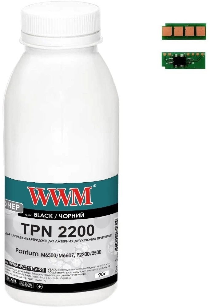 Тонер WWM Pantum M6500/M6607 P2200/2500 90г Black chip (TC-PC-211RB-WWM) фото1