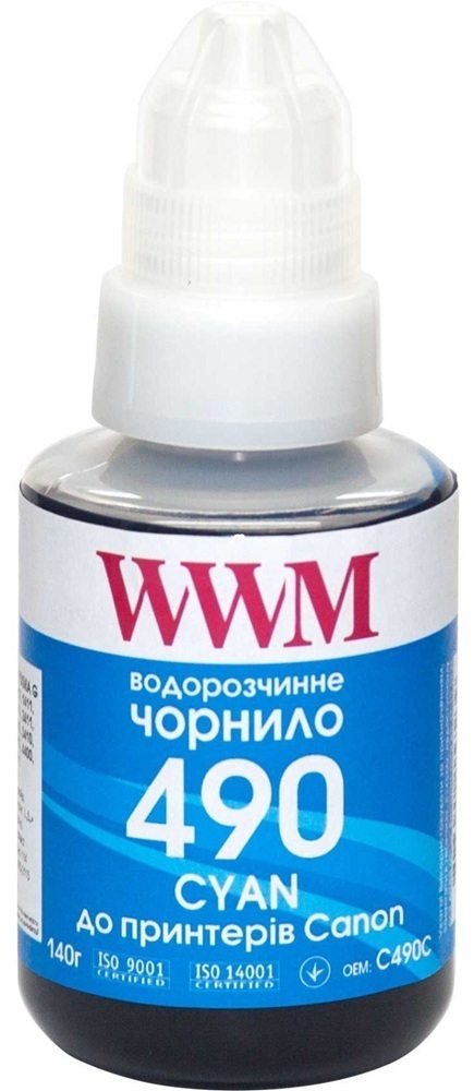 Чорнило WWM Canon GI-490 Cyan Pigment 140г (C490C) фото1