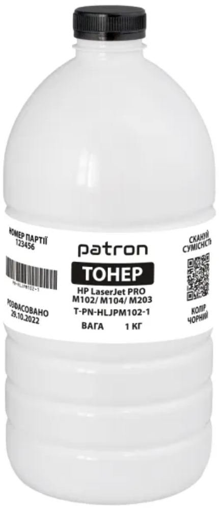 Тонер Patron HP LJ PRO M102/M203/CF217A/CF230A 1кг (PN-HLJPM102-1) фото1