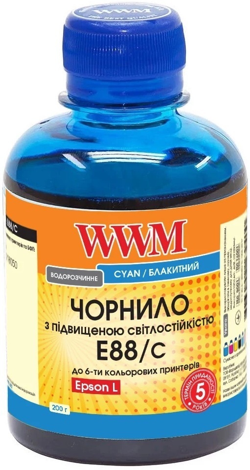 Чернила WWM Epson L8050/L18050 Cyan Pigment 200г (E88/C) фото1