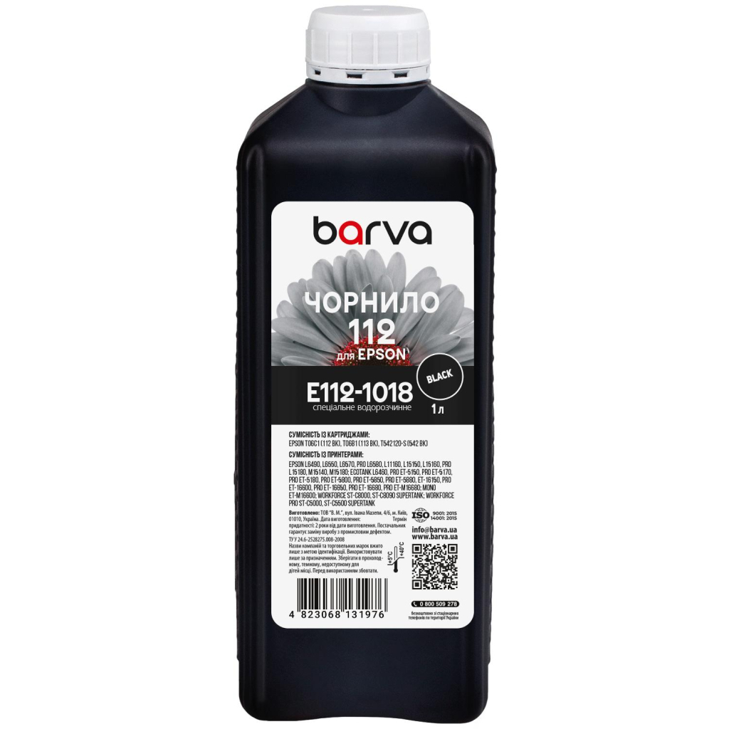 Чорнило Barva Epson 112 1 л, special, black (E112-1018) фото1