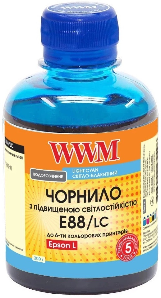 Чернила WWM Epson L8050/L18050 Light Cyan Pigment 200г (E88/LC) фото1