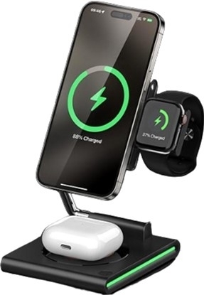 Бездротова зарядка MAXCO 3in1 15W WirelessCharger(MW07)чорн. фото1