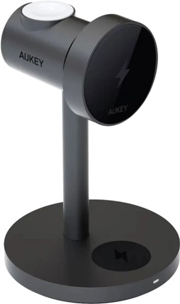 Бездротова зарядка Aukey MagFusion 3-in-1 15W (LC-MC311)сір фото1
