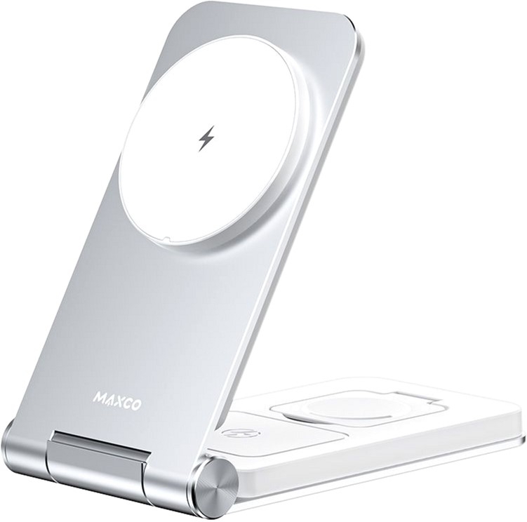 Бездротова зарядка MAXCO 3in1 15W Wireless Charger(MW08)сір. фото1