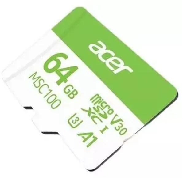 Карта памяти Acer 64GB microSD MSC100 /U3/V30/A1/C10 R 100MB/s / Write 30MB/s (BL.9BWWA.336)