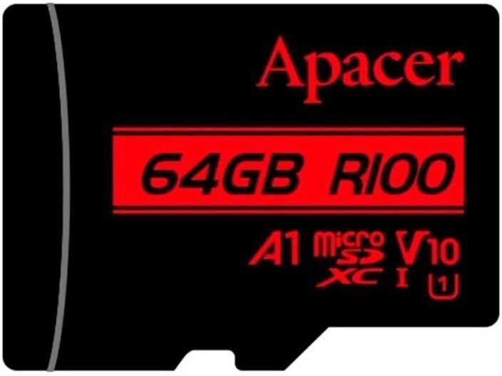 Карта памяти Apacer 64GB microSD class 10 UHS-I V10 A1 (AP64GMCSX10UB-RA)