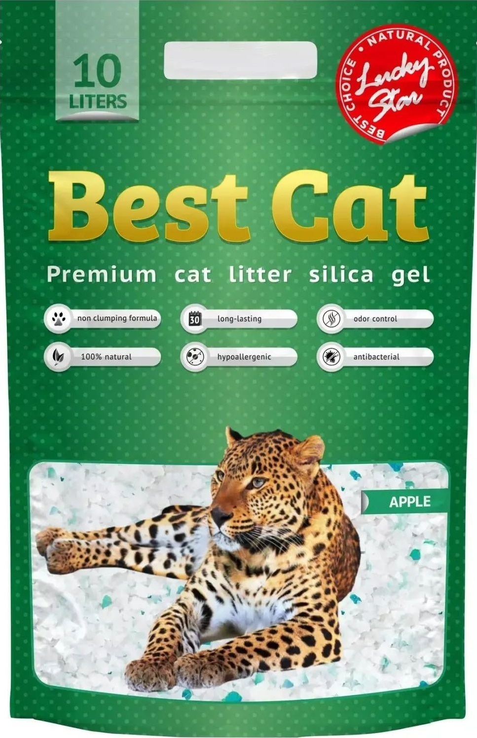 Наповнювач для туалету Best Cat Green Apple Силікагелевий 10 л