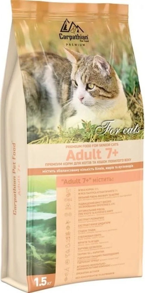 Сухий корм для кішок Carpathian Pet Food Adult 7+ 12 кг (4820111140787) фото1