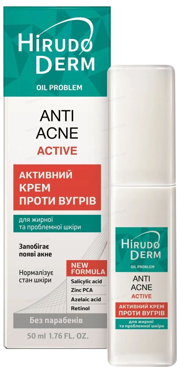 Крем для обличчя Біокон Hirudo Derm Oil Problem Anti-Acne Астіve Активний проти вугрів 50 мл (4820008318596)