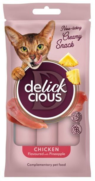 Лакомство для кошек Delickcious Курица с добавлением ананаса 4 х 15 г (4820269141629) фото1