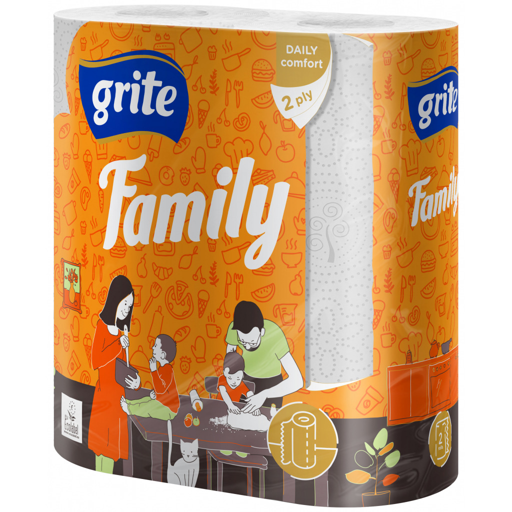 Паперові рушники Grite Family 2 шари 2 рулони (4770023348583) фото1