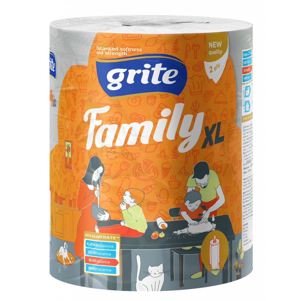 Паперові рушники Grite Family Jumbo XL 2 шари 1 рулон (4770023348613) фото1