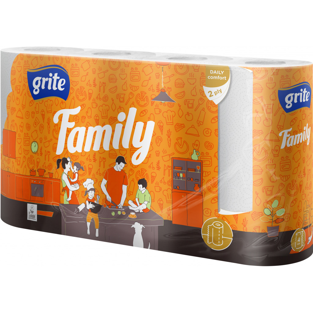 Паперові рушники Grite Family 2 шари 4 рулони (4770023348576) фото1