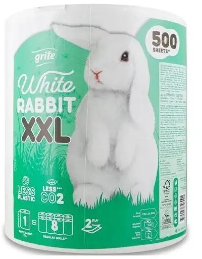 Бумажные полотенца Grite White Rabbit XXL 2 слоя 500 отрывов 1 рулон (4770023346091) фото1