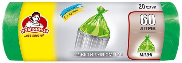 Пакеты для мусора Помічниця 60 л 20 шт (4820012340170) фото1