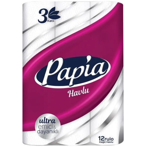 Бумажные полотенца Papia 3 слоя 12 рулонов (8690536011001)
