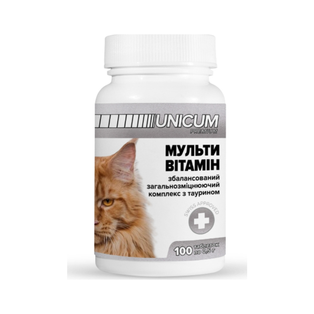 Вітаміни для котів Unicum PREMIUM мультивітамін 100 табл. (4820150201838) фото1