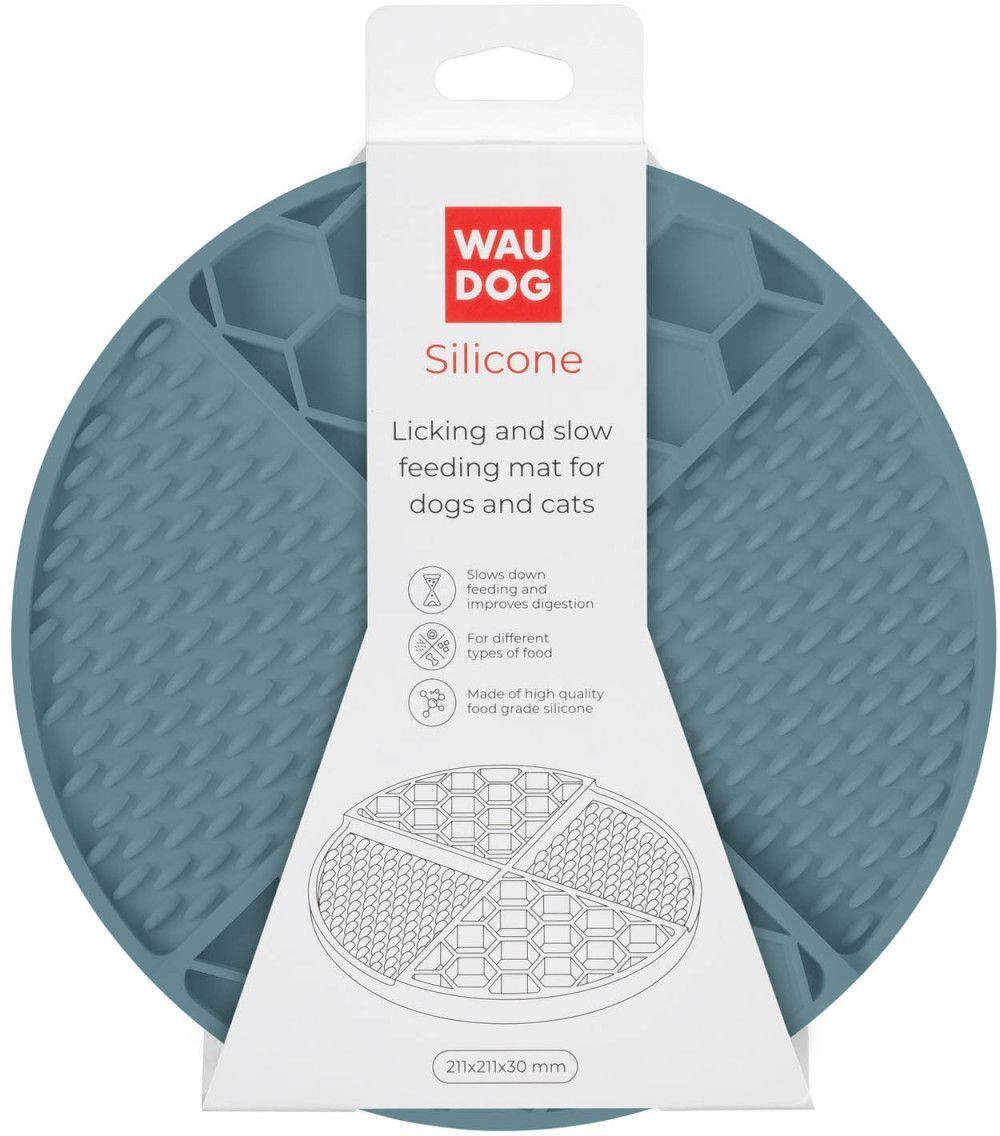 Универсальная посуда для животных WAUDOG Silicone Коврик для слизывания 21х21х3 см серый (235011) фото1