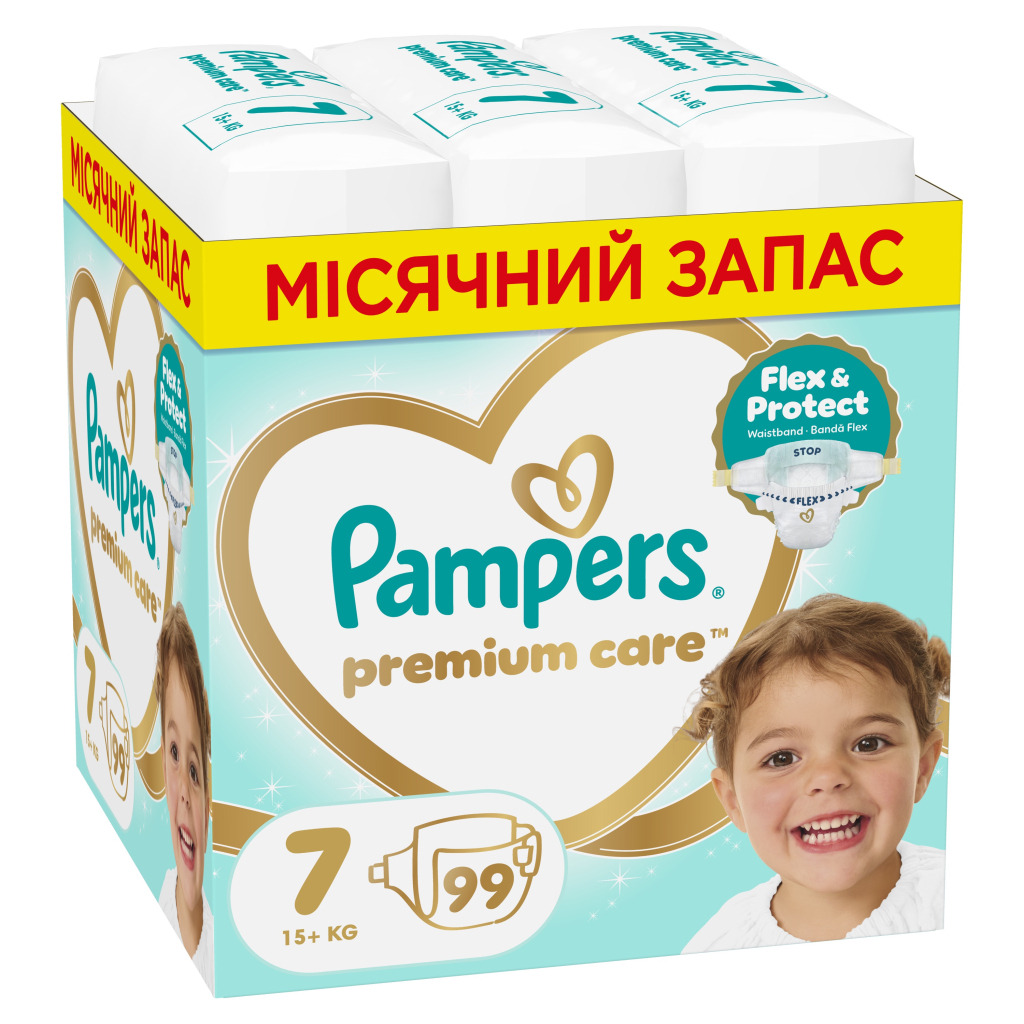 Підгузки Pampers Premium Care Розмір 7 (15+ кг) 99 шт (8006530223584) фото1