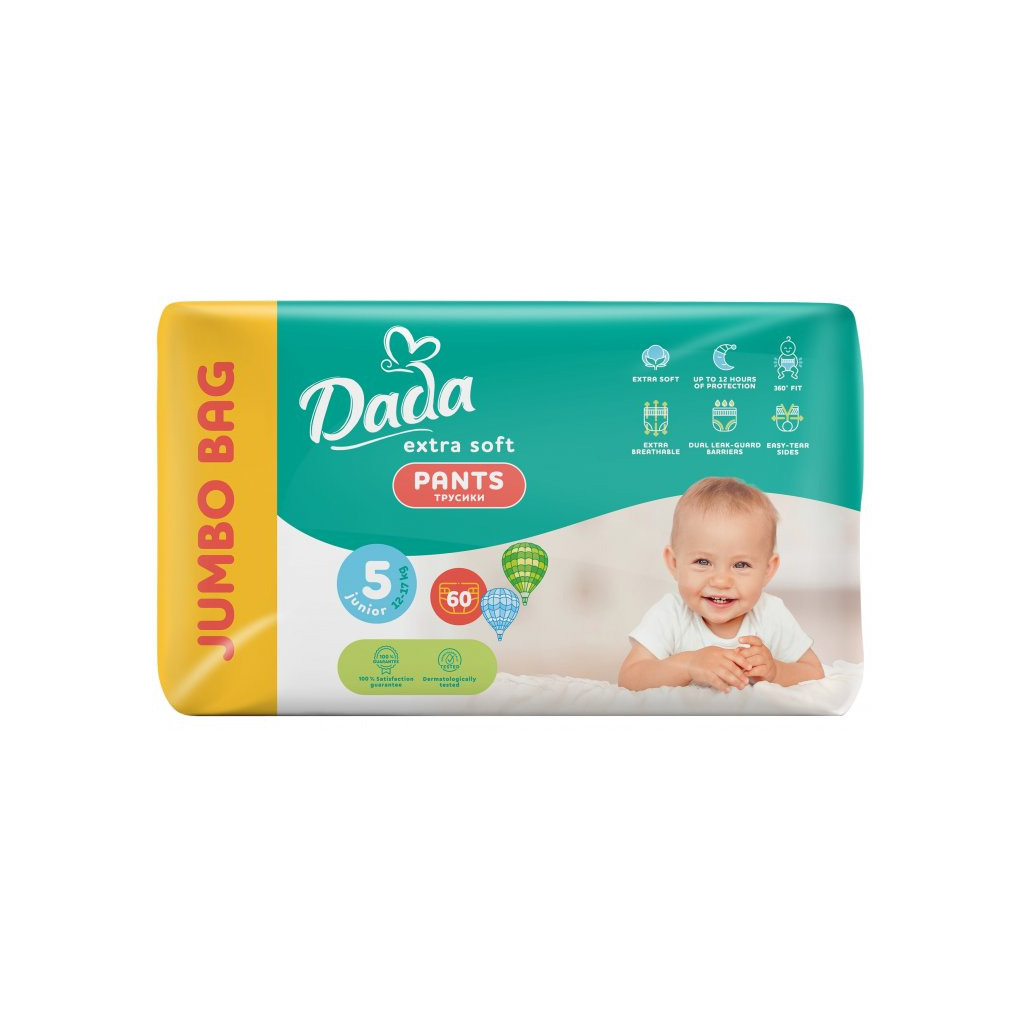 Подгузники Dada Extra Soft 5 Junior (12–17 кг) 60 шт. (4820174980795) фото1