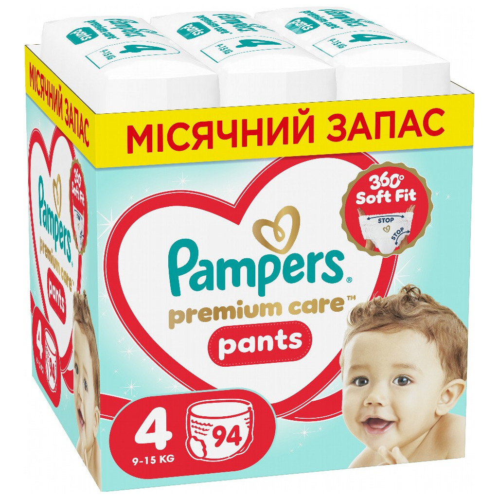 Підгузки Pampers Premium Care Pants Розмір 4 (9-15 кг) 94 шт (8006530320160) фото1