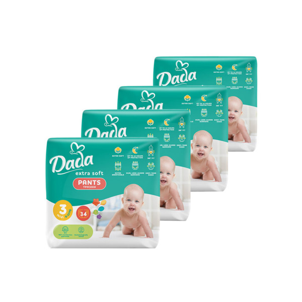 Подгузники Dada Extra Soft 3 Midi (6-11 кг) 136 шт. (4 упаковки по 34 шт.) (4820174989613)
