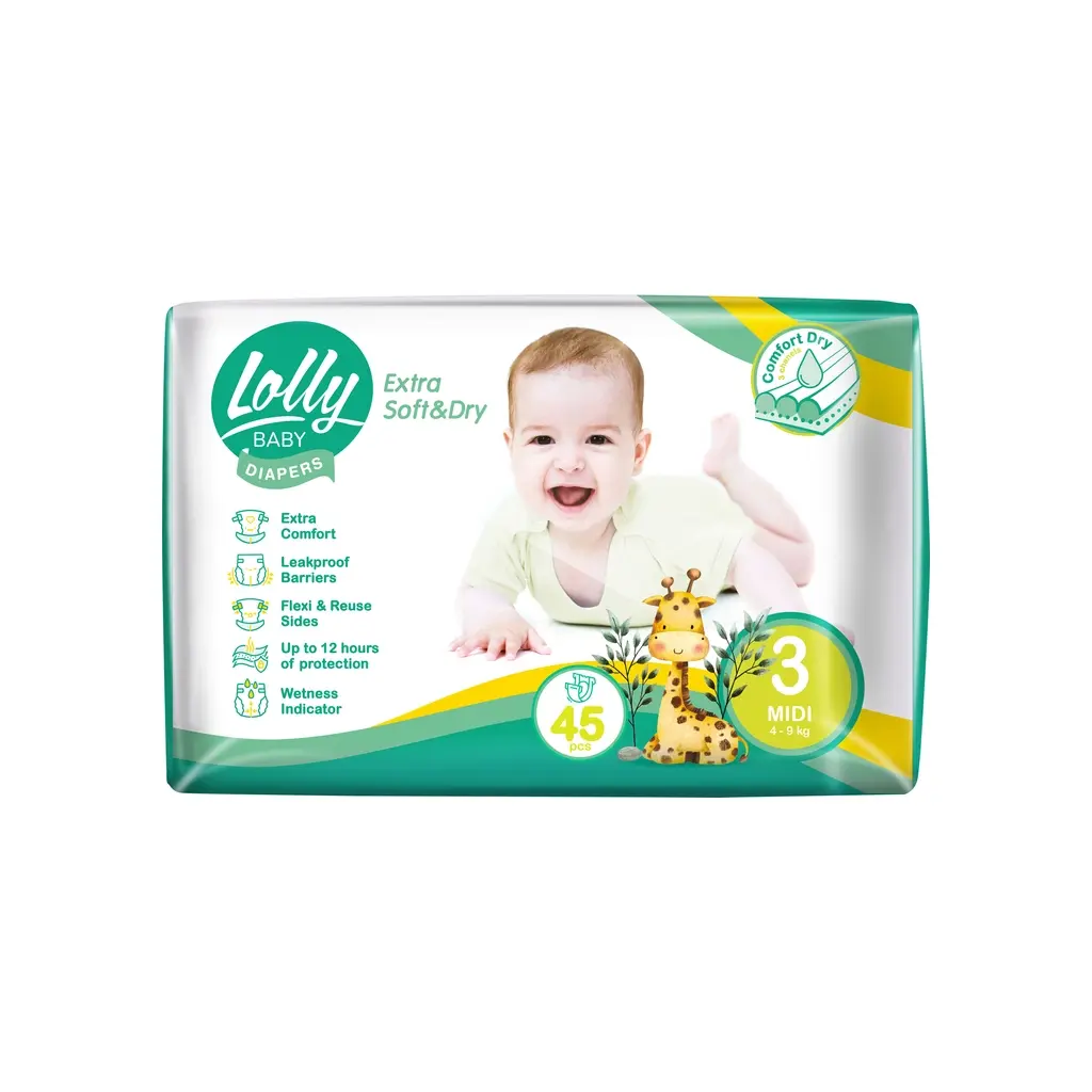 Подгузники Lolly Soft Midi 3, 4-9 кг, 45 шт. (4820174981259) фото1