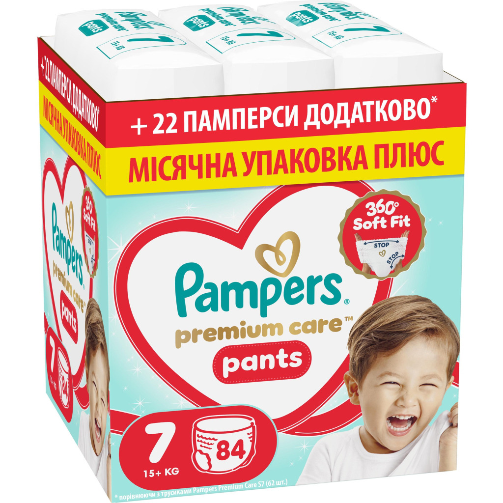Підгузки Pampers Premium Care Pants Розмір 7 (15+ кг) 84 шт (8006530315784) фото1