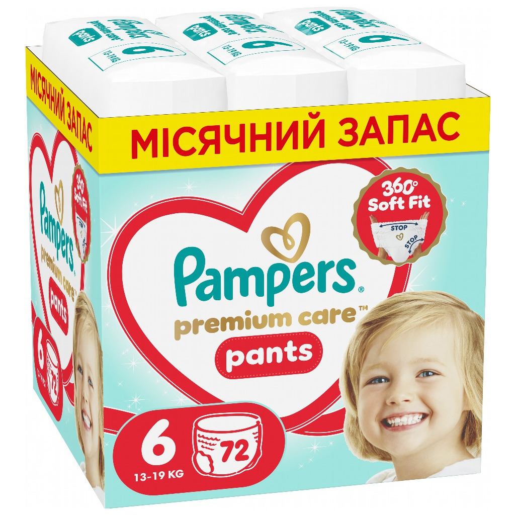 Підгузки Pampers Premium Care Pants Розмір 6 (13-19 кг) 72 шт (8006530320139) фото1