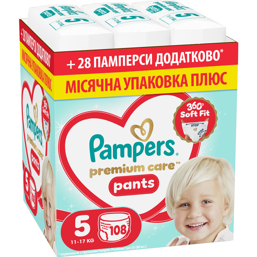 Підгузки Pampers Premium Care Pants Розмір 5 (11-17 кг) 108 шт (8006530315838) фото1