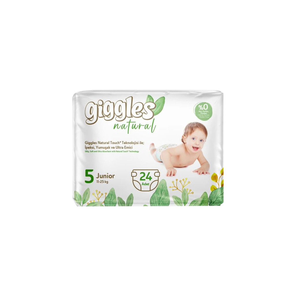 Підгузки Giggles Natural 5 Junior 11-25 кг 24 шт (8680131206414) фото1