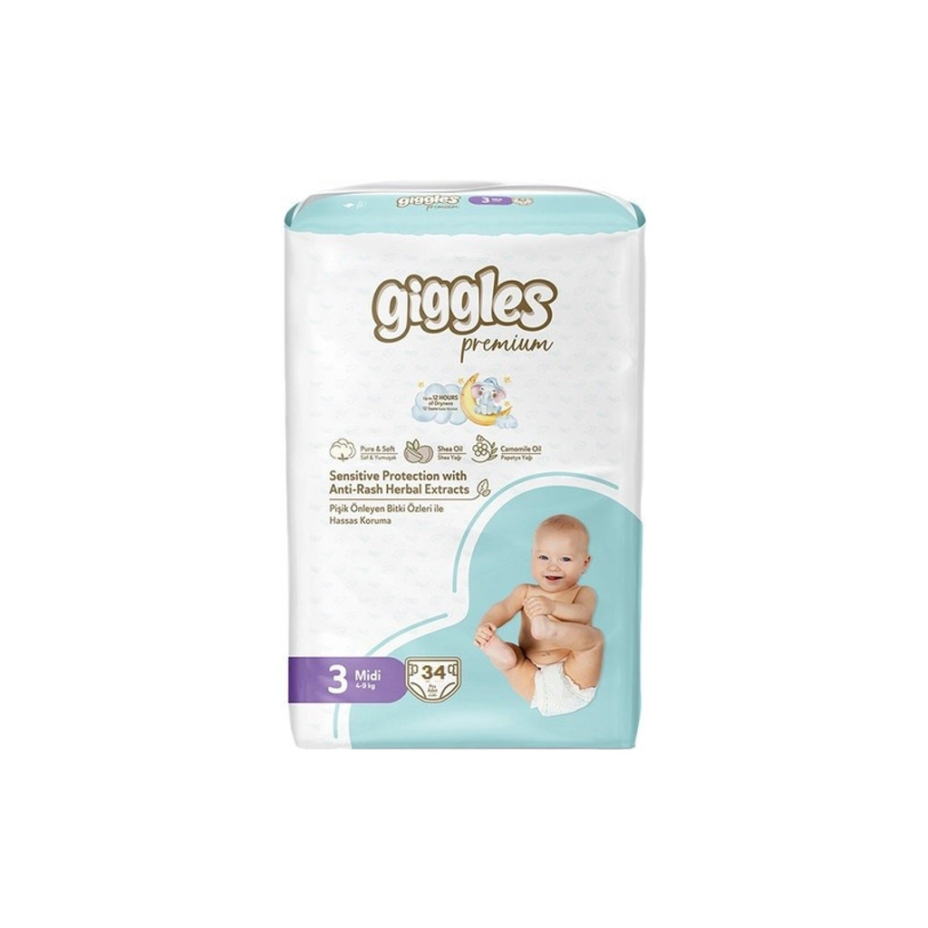 Підгузки Giggles Premium 3 Midi 4-9 кг 34 шт (8680131206896) фото1