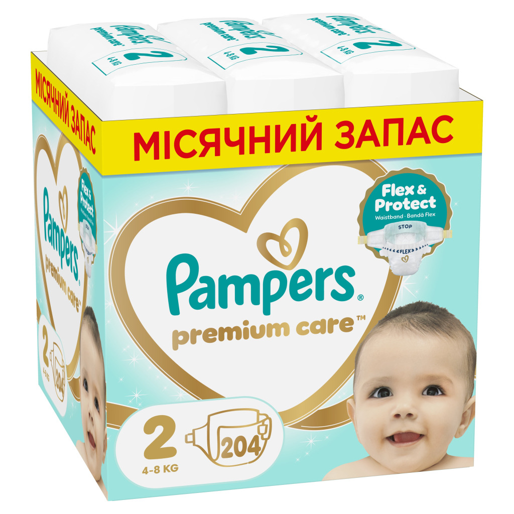 Підгузки Pampers Premium Care Розмір 2 (4-8 кг) 204 шт (8006530223669) фото1