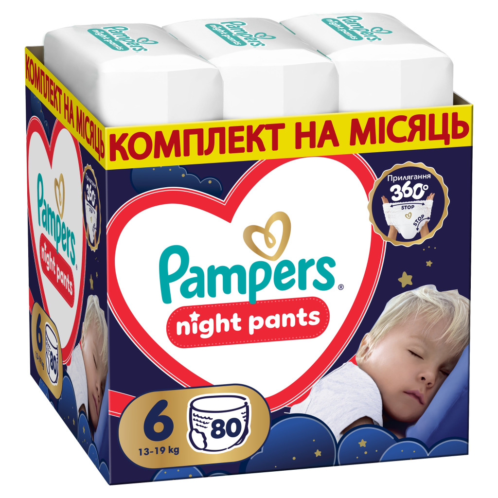 Підгузки Pampers Night Pants Розмір 6 (13-19 кг) 80 шт (8006530320511) фото1