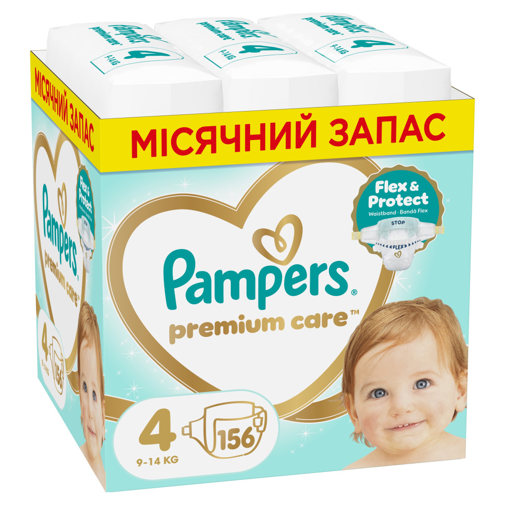 Підгузки Pampers Premium Care Розмір 4 (9-14 кг) 156 шт (8006530223591) фото1