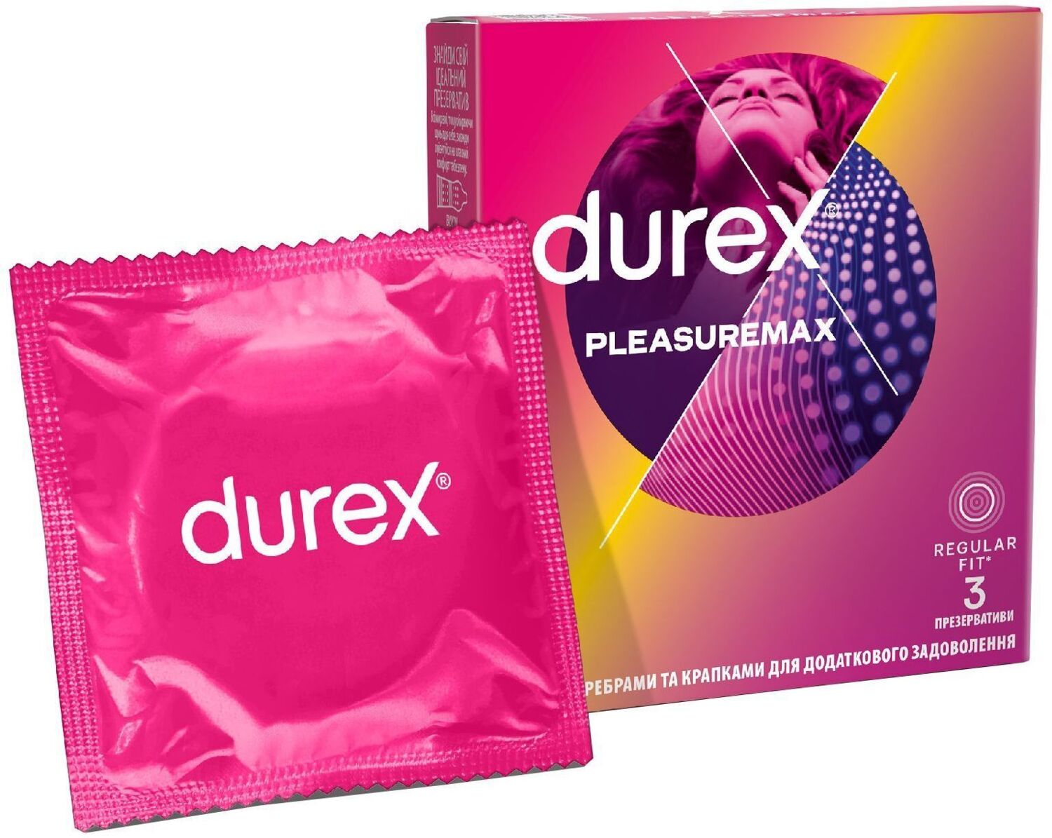 Презервативы Durex Pleasuremax с силиконовой смазкой с ребрами и точками 3 шт. (5038483203989)