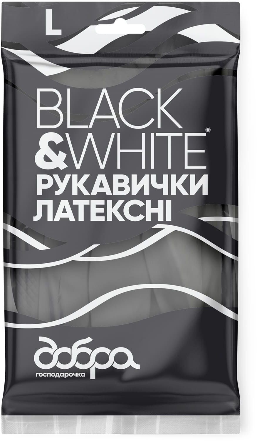 Перчатки хозяйственные Добра Господарочка Black&White Латексные Размер М (4820086523806) фото1