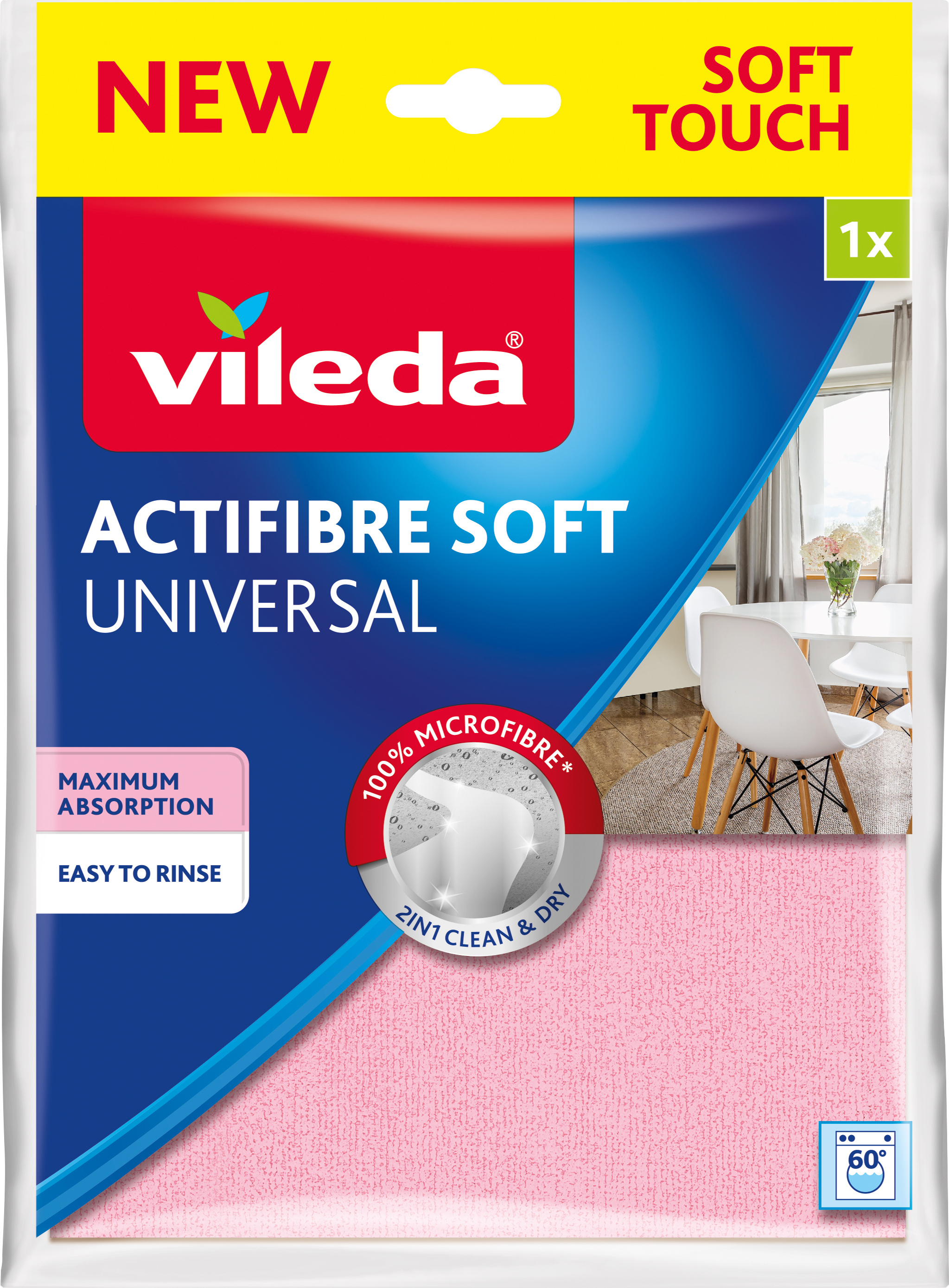 Салфетки для уборки Vileda Actifibre Soft из микрофибры 1 шт (4023103240834) фото1