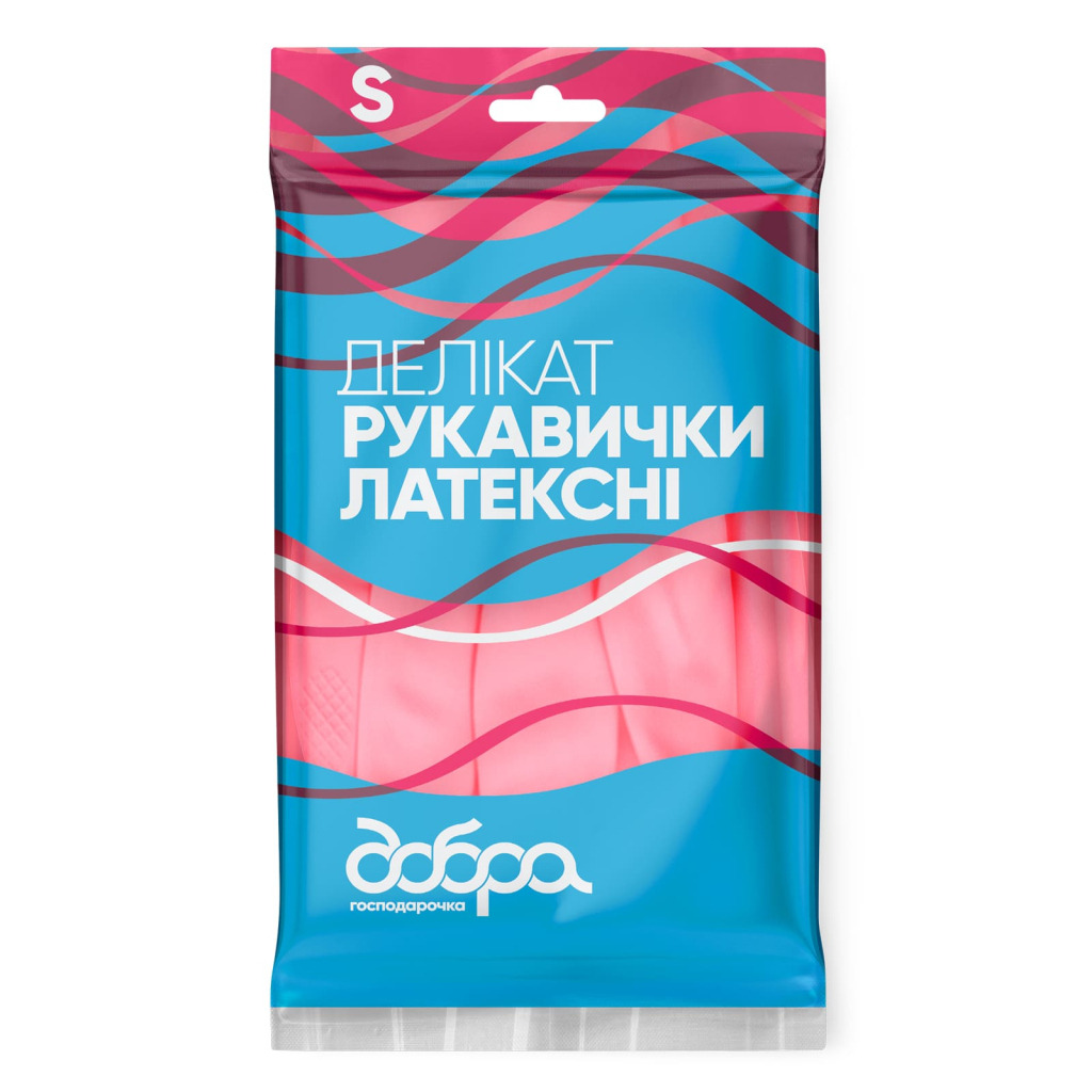 Перчатки хозяйственные Добра Господарочка Латексные Деликат Размер S (4820086523677) фото1