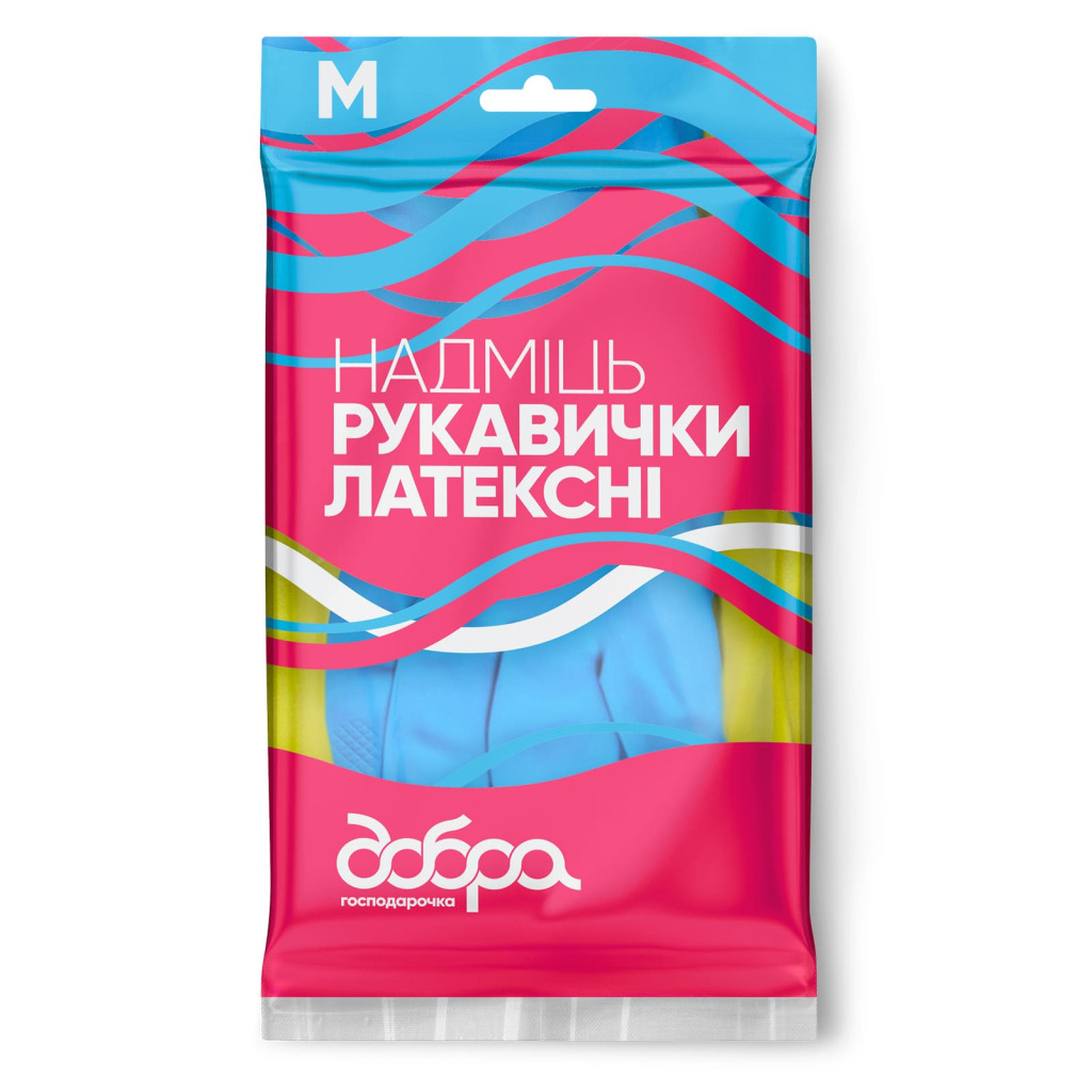 Перчатки хозяйственные Добра Господарочка Латексные Сверхпрочные Размер M (4820086523776) фото1